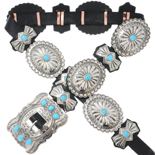 Silver Turquoise Navajo Concho Belt 44094